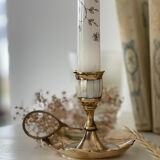 Bougeoirs en laiton et nacre