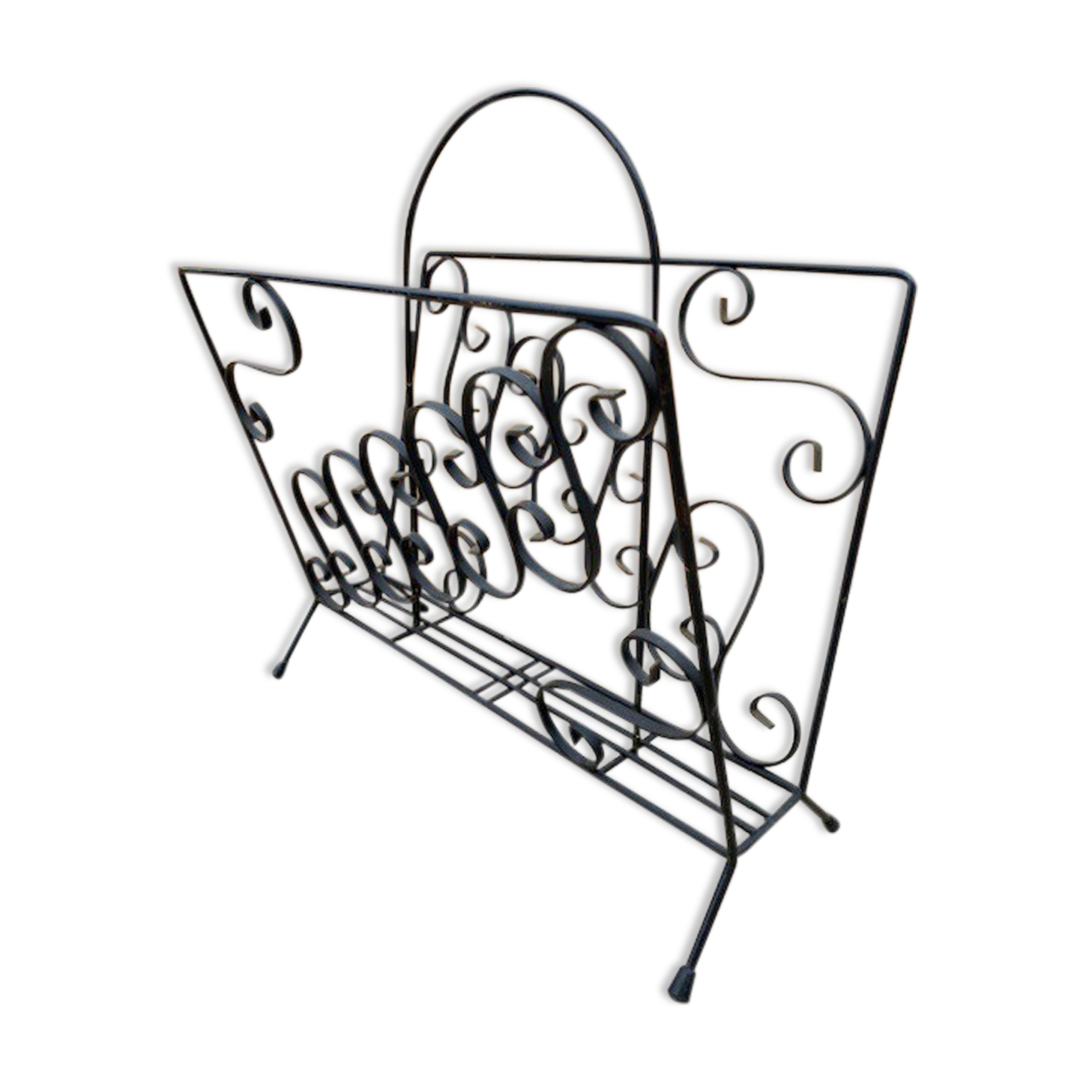 Vintage wrought iron newspapers holder