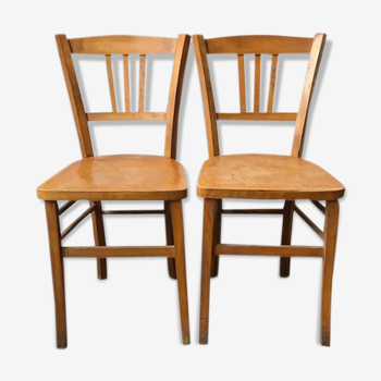 Duo de chaises bistrot années 50 Baumann