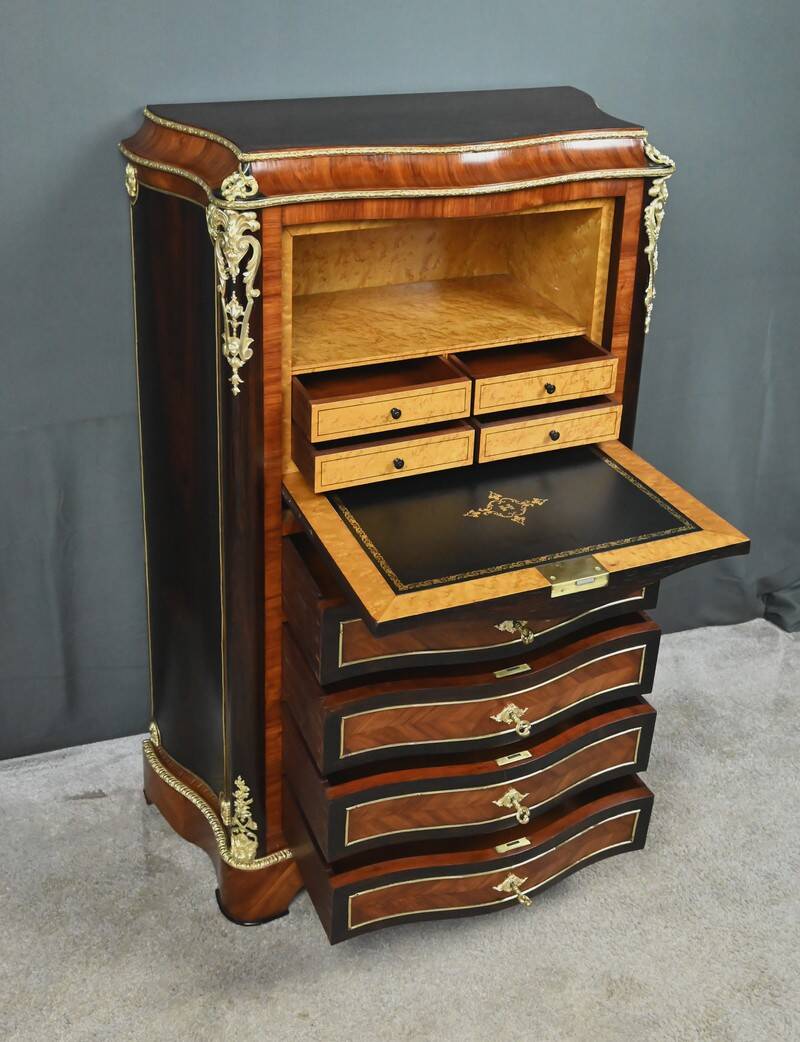 Secretary in precious wood marquetry, Napoleonic III period – Mid 19th century