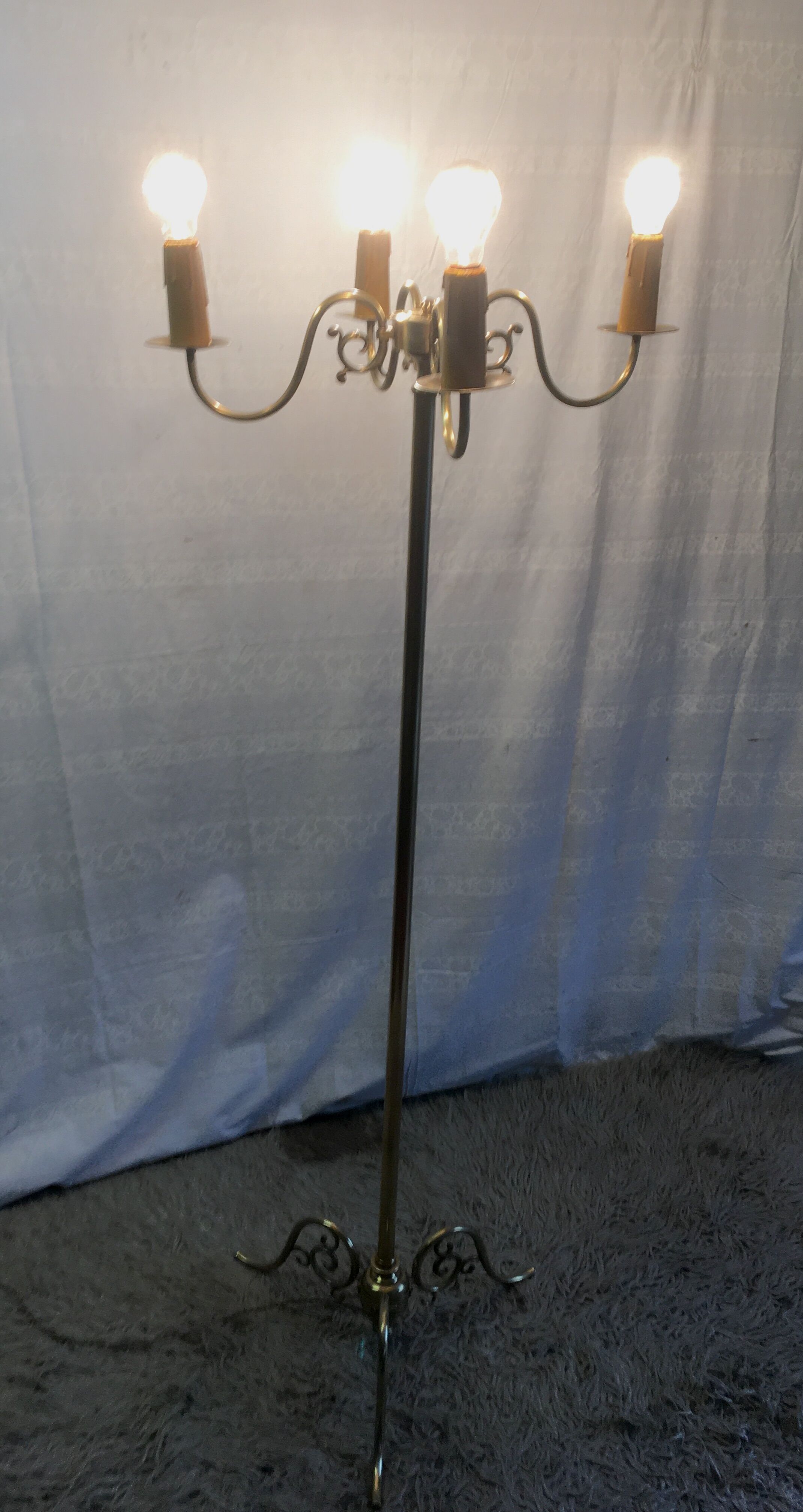 Lamppost 4 solid brass lights - mid-20th
