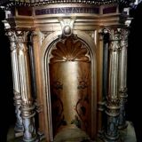 Superb early 19th century church tabernacle in gilded stuccoed wood