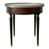 Empire round side table in wood and marble with brass gallery