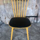 Baumann western style chair in yellow wood + vintage black skai seat