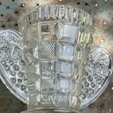 Angel wings vase, in transparent glass with art deco relief pattern