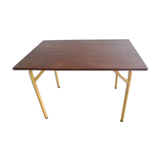 Table acajou et métal