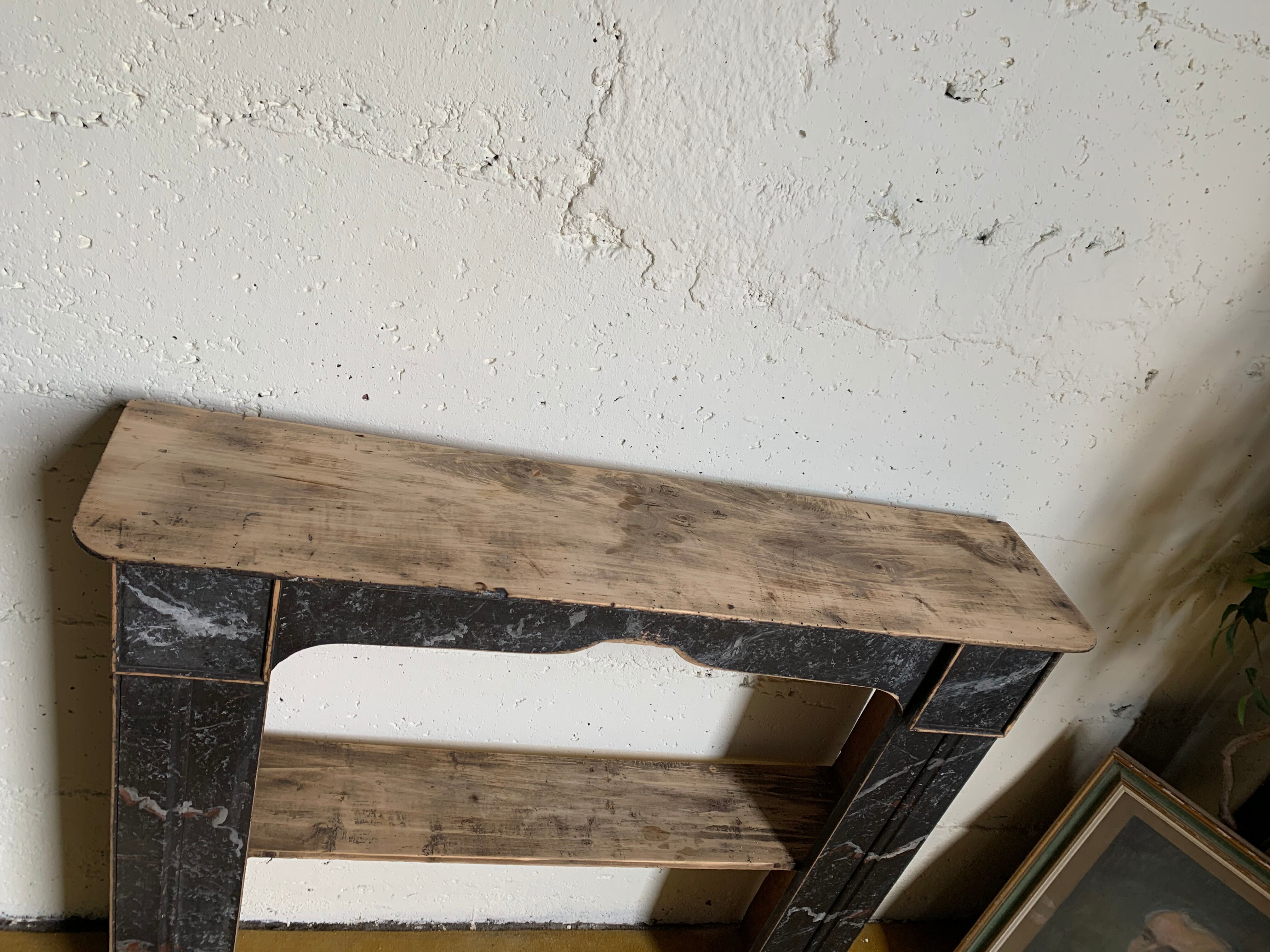 Shelf fireplace mantle.