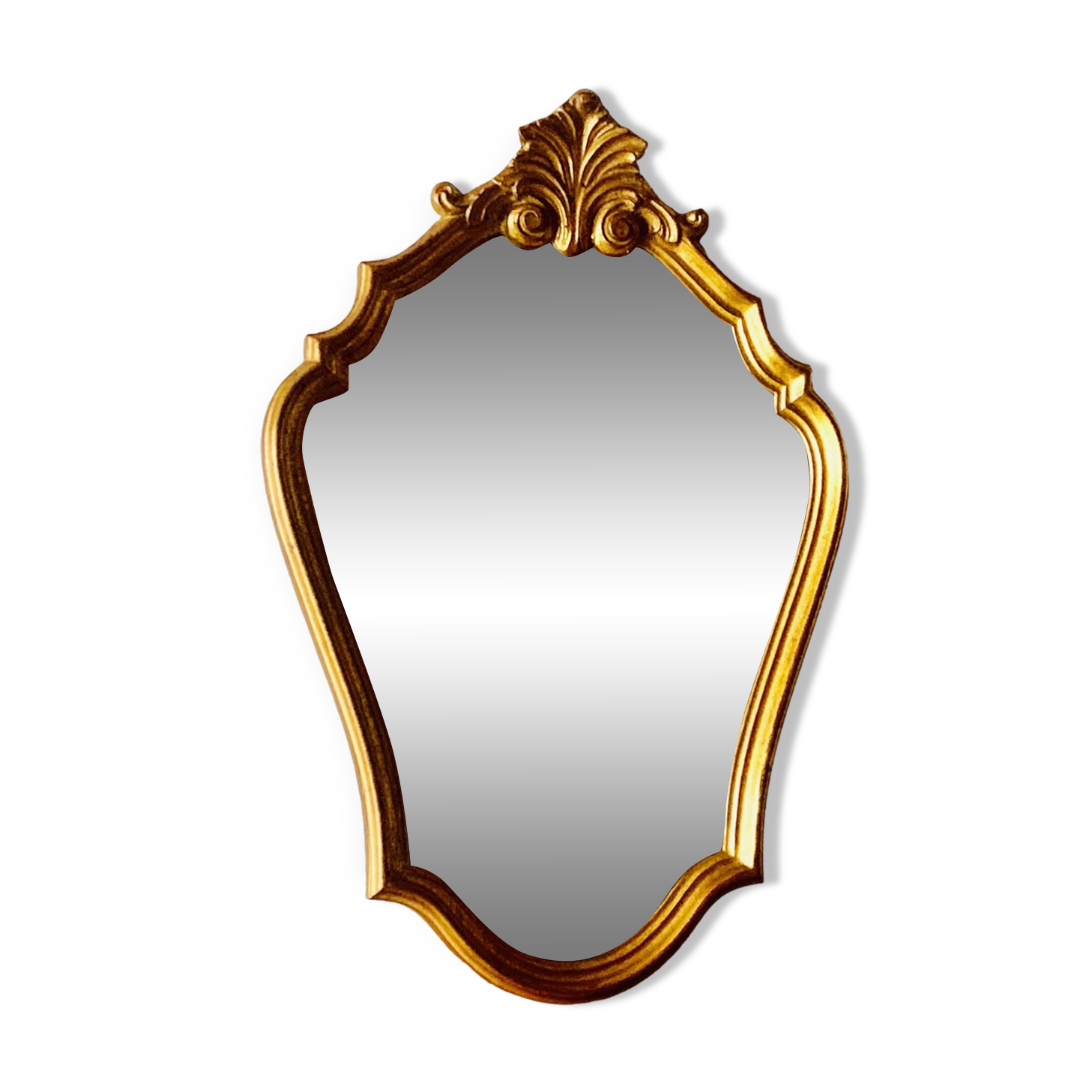 Vintage wall mirror in golden resin - rococo style