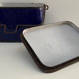 Old blue enamelled metal box