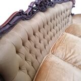 Divano barocco in velluto dorato, anni '50