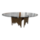 Brutalist handmade coffee table with glass top