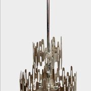 Brutalist stainless steel candlestick, France 1970