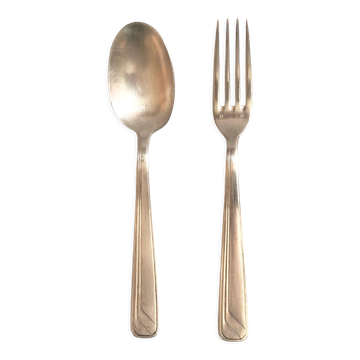 Set of 2 silver metal cutlery with punches