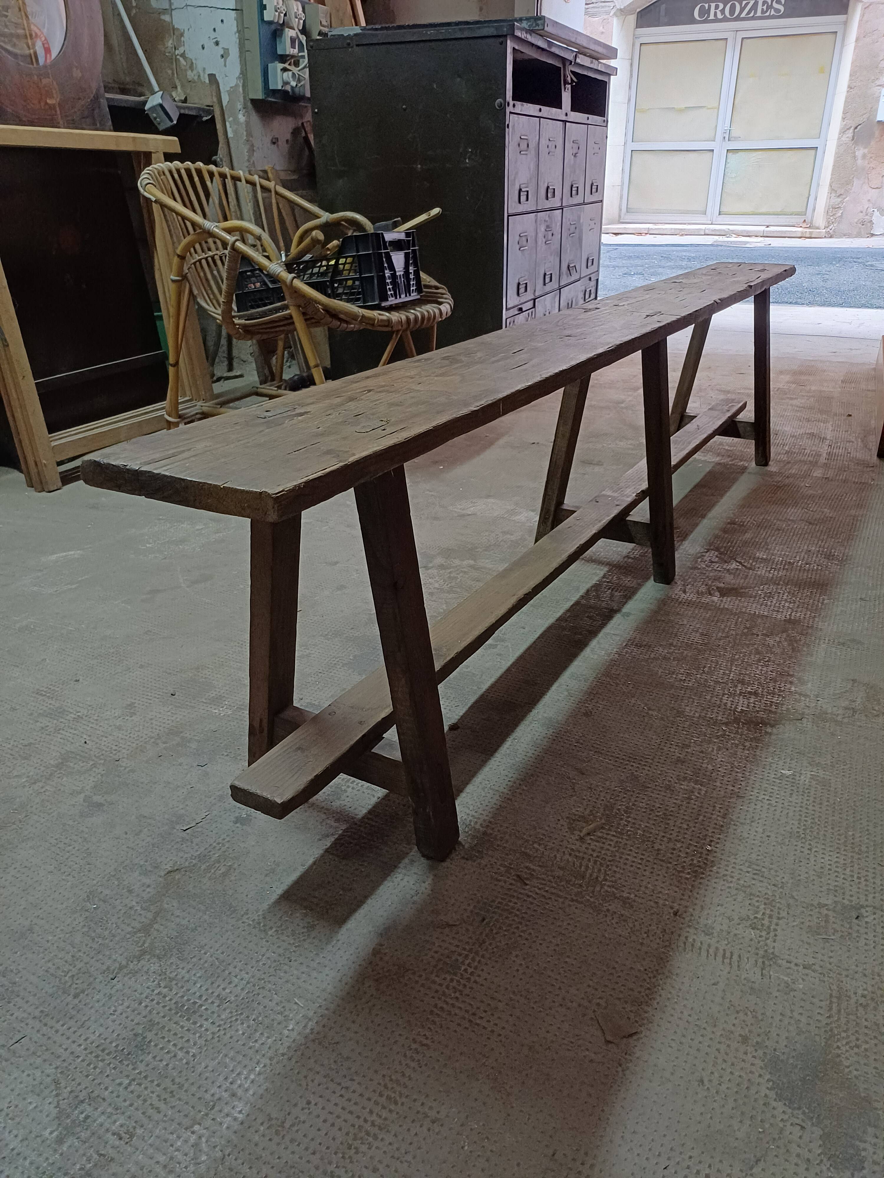 Antique wooden bench from a Catholic school, circa 1900. Beautifully crafted.