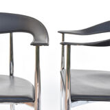 6 chairs chrome and leather 70s