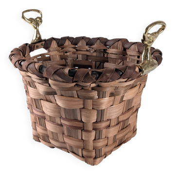 David Marshall brutalist splint wood and cast brass basket, 1970s