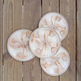 4 shellfish/fish plates 1960 barbotine Les ateliers du Revernay