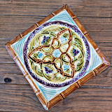 Barbotine trivet from Onnaing, Art Nouveau style, circa 1920.