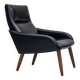 1970s, Danish armchair, black artificial leather, teak wood legs.
