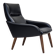 1970s, Danish armchair, black artificial leather, teak wood legs.