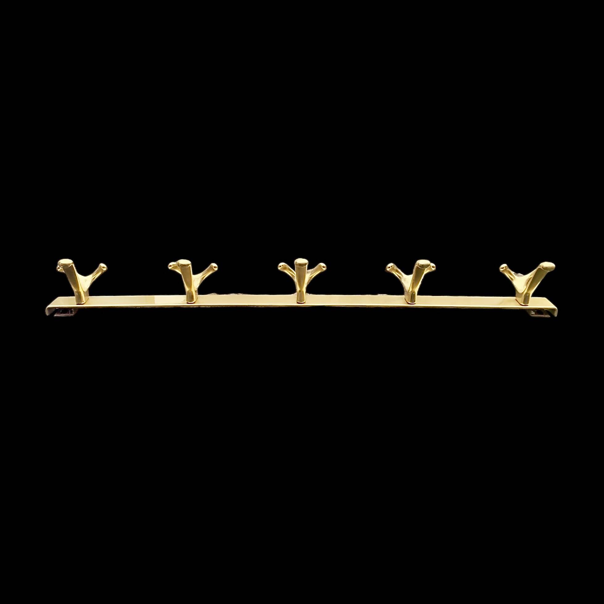Vintage Gold Aluminum Wall Coat Rack with 5 Hooks
