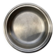 Round silver-plated metal serving dish with hallmark
