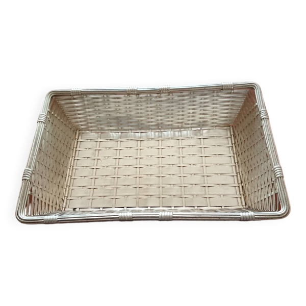 Panier tressé marque Christofle, métal argenté, années 60
