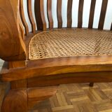 Exotic wooden canne colonial armchair