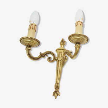 Sconces midcentury, pair of French wall sconces brass bronze