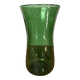 Green blown glass vase with a bubble design