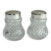 Very small glass salt shaker and pepper shaker vintage BMF