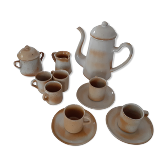 Coffee service 6 Cups 1 pitcher 1 sugar bowl 1 GRES DU MARAIS pourer