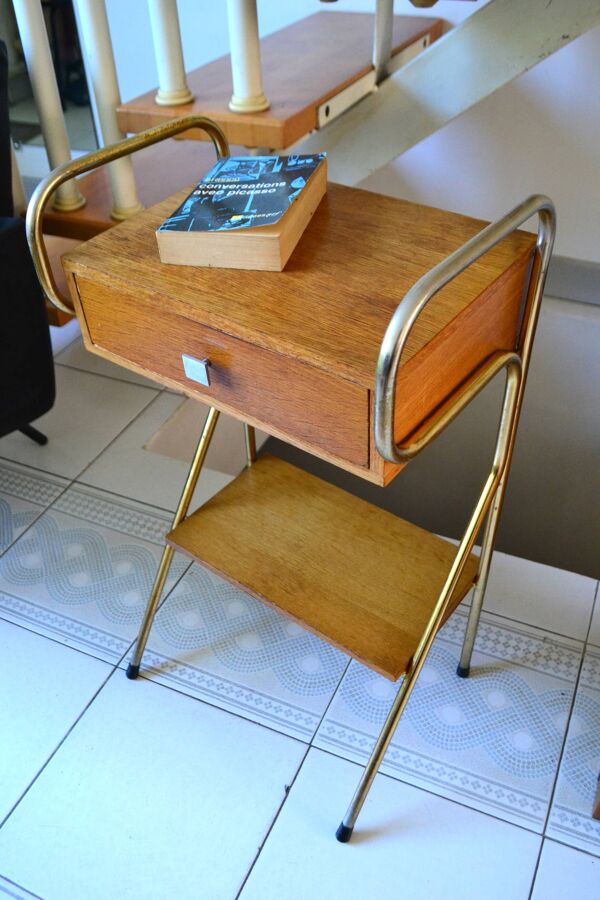 Table de chevet dans le goût de Jacques  Hitier, années 60