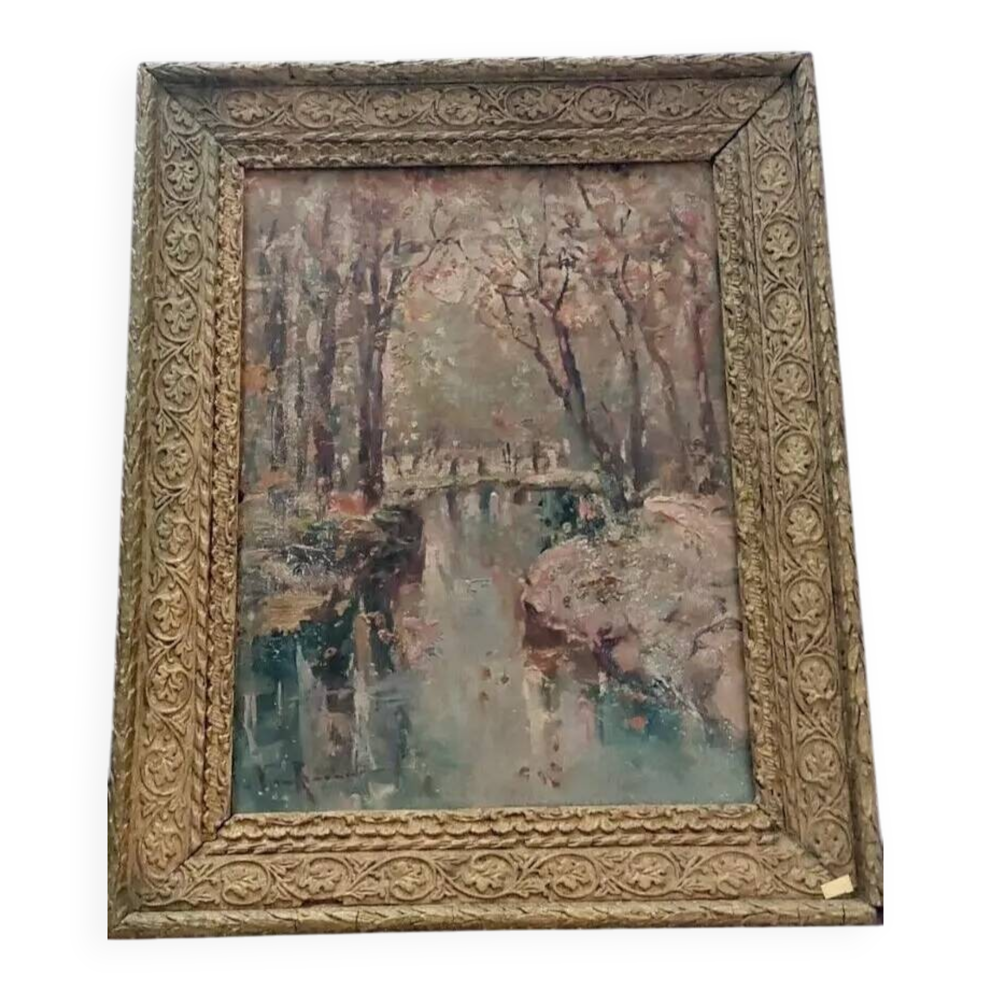 Peinture impression à l'huile sur carton toilé, première moitié du XXe siècle, Franco Ricciardi