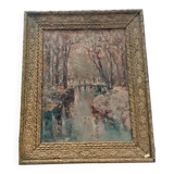 Peinture impression à l'huile sur carton toilé, première moitié du XXe siècle, Franco Ricciardi