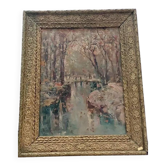 Peinture impression à l'huile sur carton toilé, première moitié du XXe siècle, Franco Ricciardi