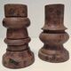 Two vintage turned wood pen and pencil pots