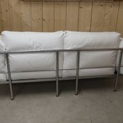 Canapé LC3 Le Corbusier, chrome et cuir blanc