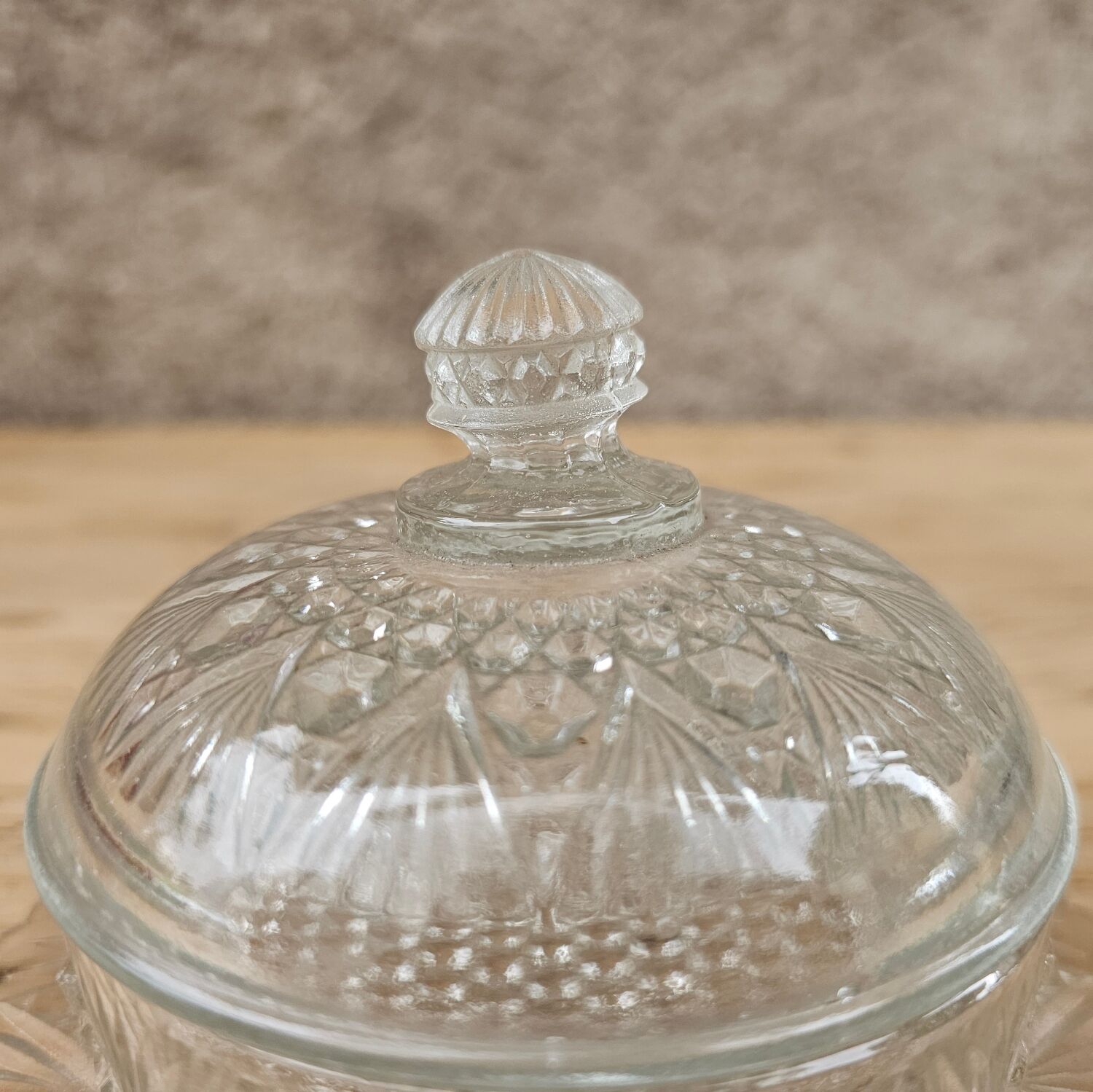 Round molded glass butter dish