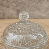 Round molded glass butter dish