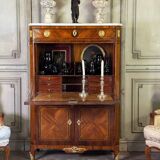 Louis XVI drop-leaf secretary in rosewood and violet wood veneer, 18th century
