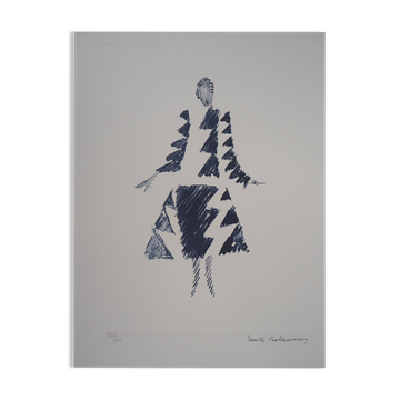 Sonia delaunay: rythmes triangles dress - signed lithograph