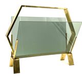Modern brass magazine rack,  Italy 1970