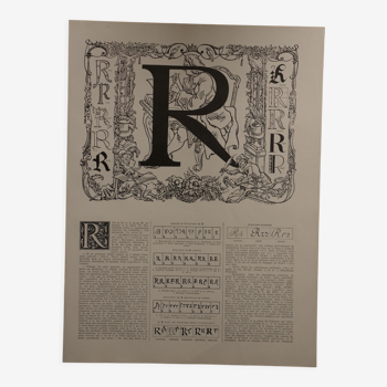 Lithographie originale sur la lettre R