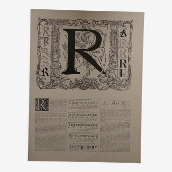 Original lithograph on the letter R