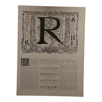 Original lithograph on the letter R