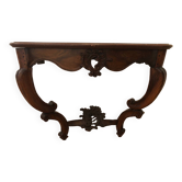 Console ancienne en noyer et plateau en marbre