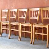 Set of 5 rustic straw chairs