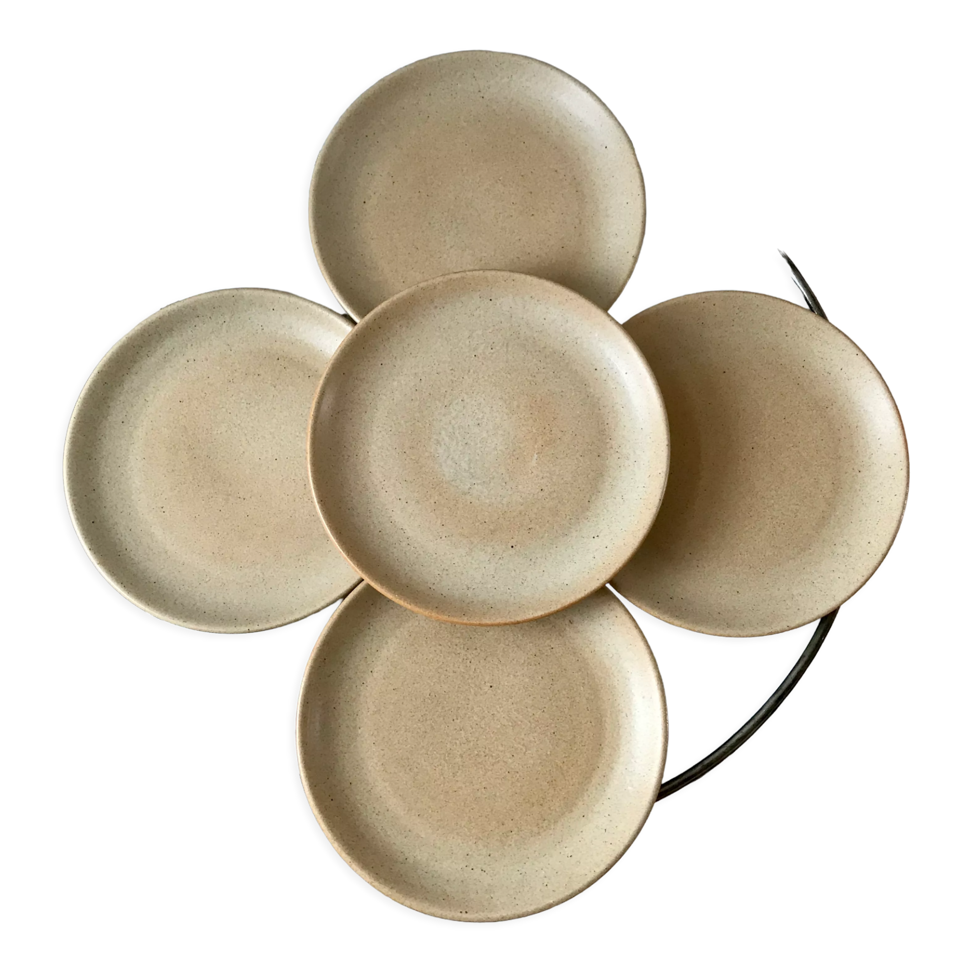 Set of 5 stoneware plates made in France 60s and 70s