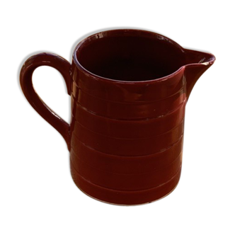 Pichet en céramique rouge barbotine vintage